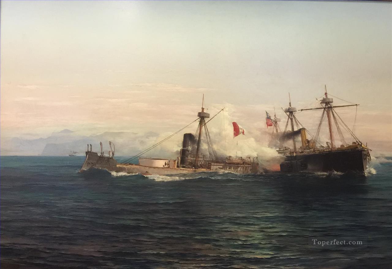 Cambate Naval de Angamos Naval Battle Oil Paintings